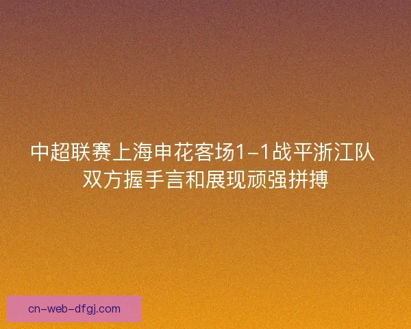 中超联赛上海申花客场1-1战平浙江队 双方握手言和展现顽强拼搏 中超联赛上海申花客场1-1战平浙江队 双方握手言和展现顽强拼搏